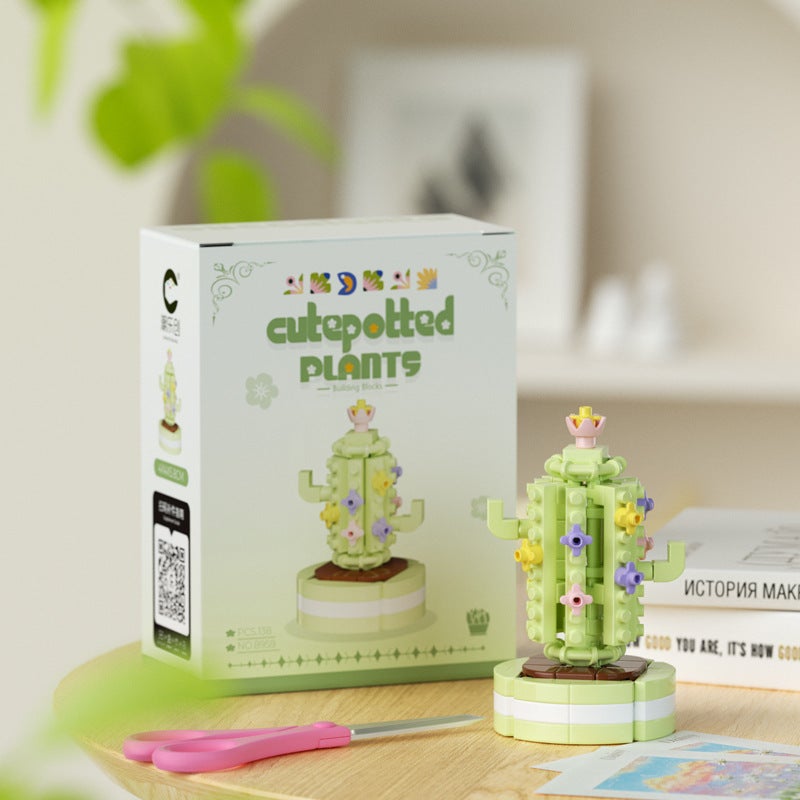 Compatible With Lego Fleshy Flowers Plant Cactus Potted Building Blocks Assembled Toy Ornaments Teacher'S Day Gift - Image 1